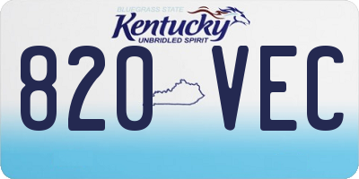 KY license plate 820VEC