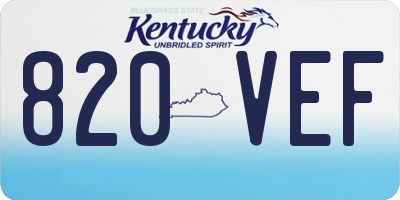 KY license plate 820VEF
