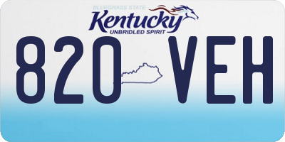 KY license plate 820VEH