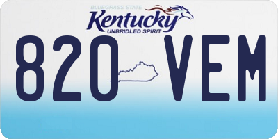 KY license plate 820VEM