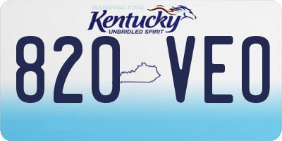 KY license plate 820VEO