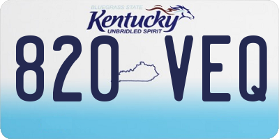 KY license plate 820VEQ
