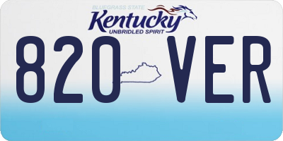 KY license plate 820VER
