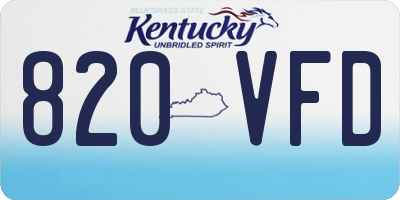 KY license plate 820VFD