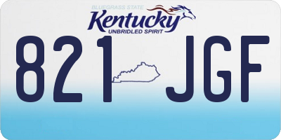 KY license plate 821JGF