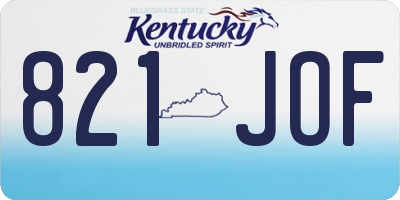 KY license plate 821JOF