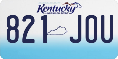 KY license plate 821JOU