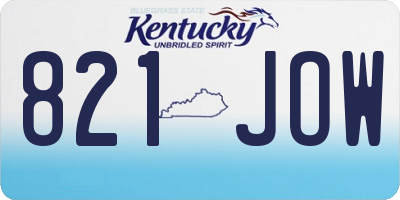 KY license plate 821JOW