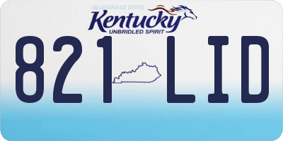 KY license plate 821LID