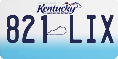 KY license plate 821LIX