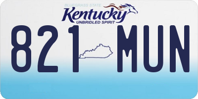 KY license plate 821MUN