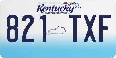 KY license plate 821TXF