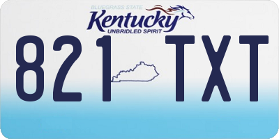 KY license plate 821TXT
