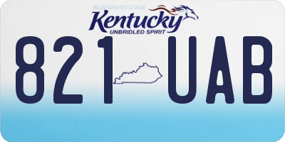 KY license plate 821UAB