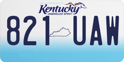 KY license plate 821UAW