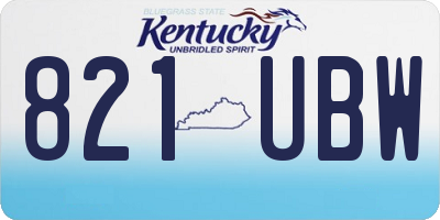 KY license plate 821UBW