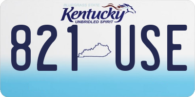 KY license plate 821USE