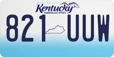 KY license plate 821UUW