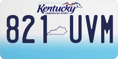 KY license plate 821UVM