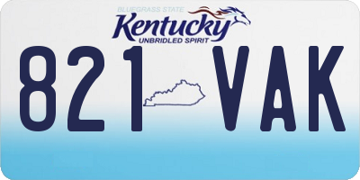 KY license plate 821VAK