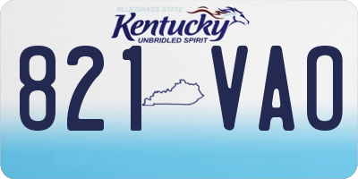KY license plate 821VAO