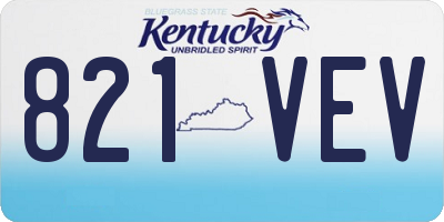 KY license plate 821VEV