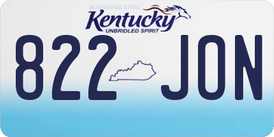 KY license plate 822JON