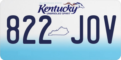 KY license plate 822JOV