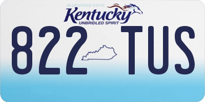 KY license plate 822TUS