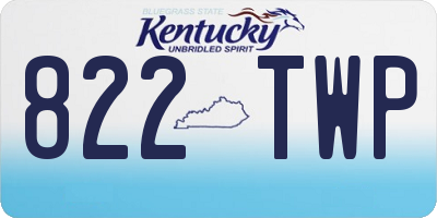 KY license plate 822TWP