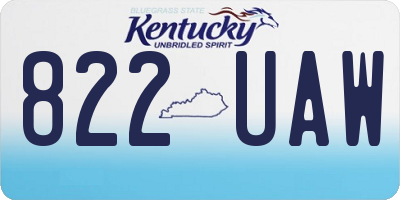 KY license plate 822UAW