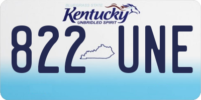 KY license plate 822UNE