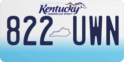 KY license plate 822UWN
