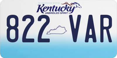 KY license plate 822VAR