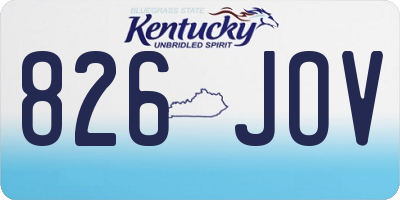 KY license plate 826JOV