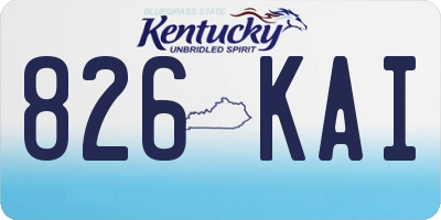 KY license plate 826KAI