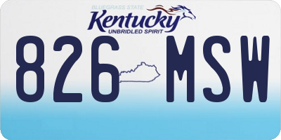 KY license plate 826MSW