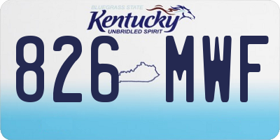 KY license plate 826MWF