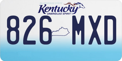 KY license plate 826MXD