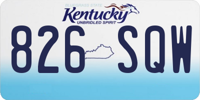 KY license plate 826SQW