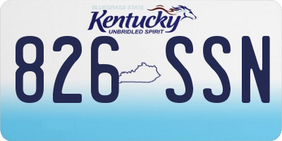 KY license plate 826SSN