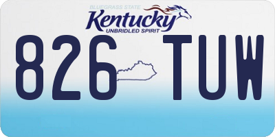 KY license plate 826TUW