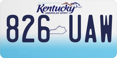 KY license plate 826UAW
