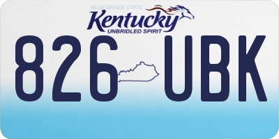 KY license plate 826UBK