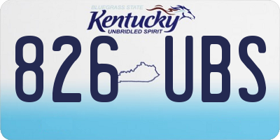 KY license plate 826UBS