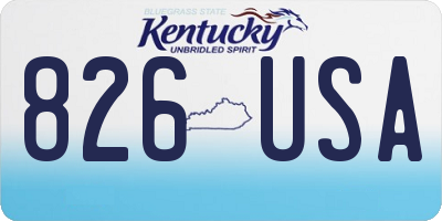 KY license plate 826USA