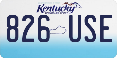 KY license plate 826USE