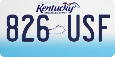 KY license plate 826USF