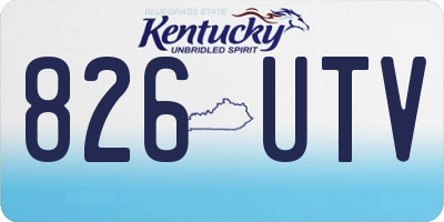 KY license plate 826UTV