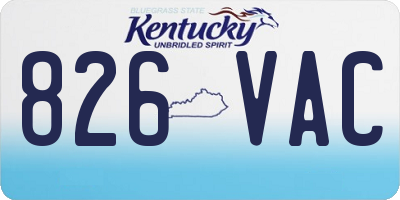 KY license plate 826VAC